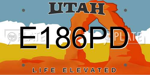 E186PD Utah License Plate