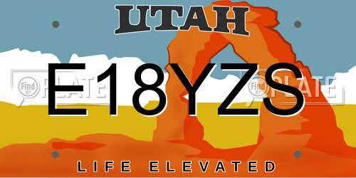 E18YZS Utah License Plate