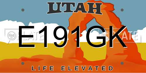 E191GK Utah License Plate