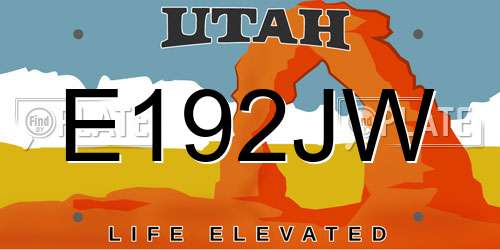 E192JW Utah License Plate