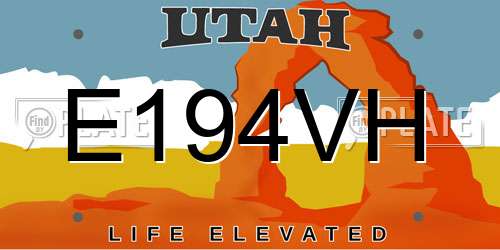 E194VH Utah License Plate
