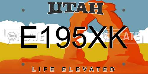 E195XK Utah License Plate