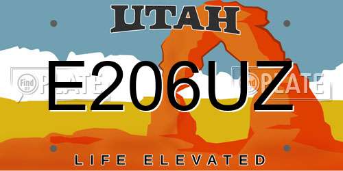 E206UZ Utah License Plate