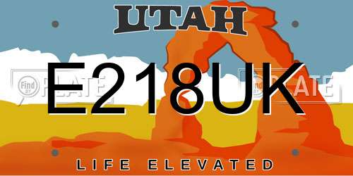 E218UK Utah License Plate