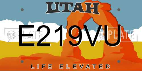 E219VU Utah License Plate