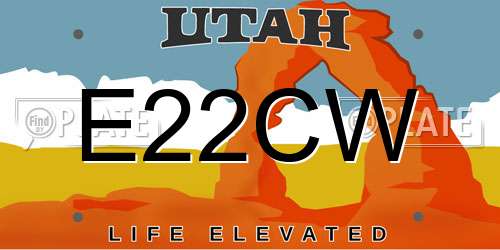 E22CW Utah License Plate