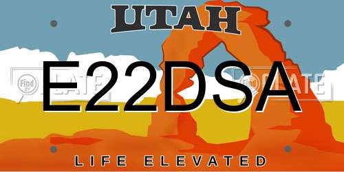 E22DSA Utah License Plate