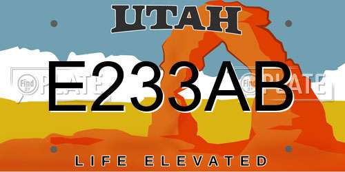 E233AB Utah License Plate