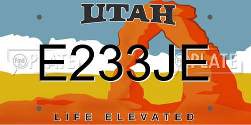 E233JE Utah License Plate
