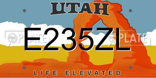 E235ZL Utah License Plate