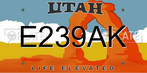 E239AK Utah License Plate