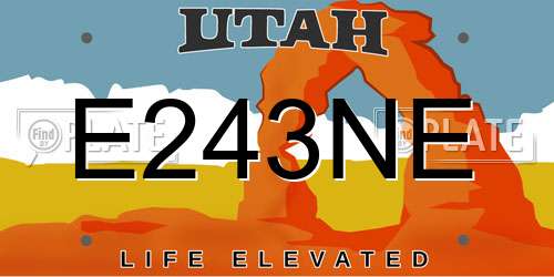 E243NE Utah License Plate