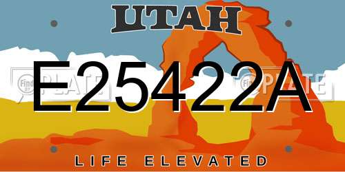 E25422A Utah License Plate