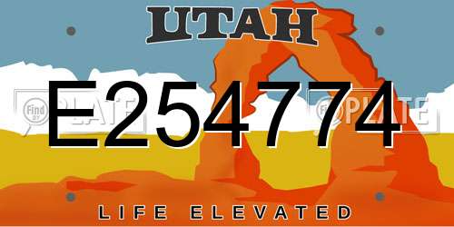 E254774 Utah License Plate