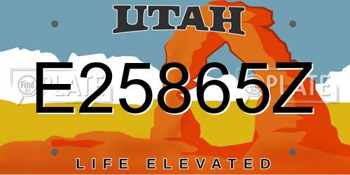 E25865Z Utah License Plate