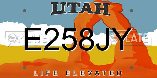 E258JY Utah License Plate