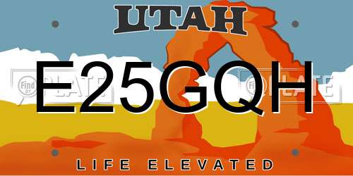 E25GQH Utah License Plate
