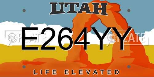 E264YY Utah License Plate