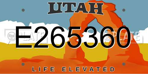 E265360 Utah License Plate