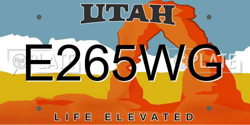 E265WG Utah License Plate