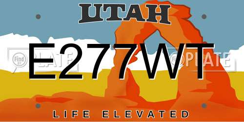 E277WT Utah License Plate