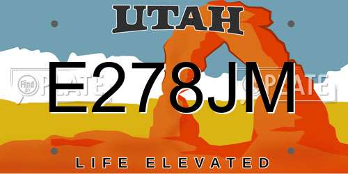 E278JM Utah License Plate