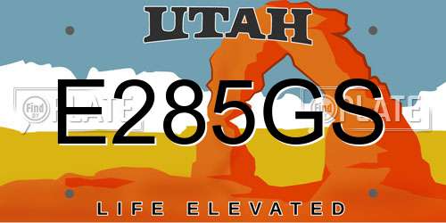 E285GS Utah License Plate