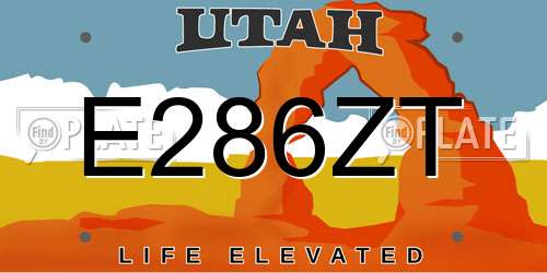 E286ZT Utah License Plate
