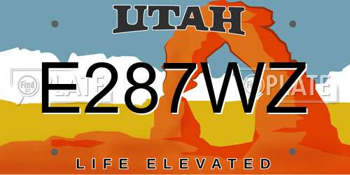 E287WZ Utah License Plate