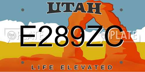 E289ZC Utah License Plate