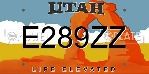 E289ZZ Utah License Plate