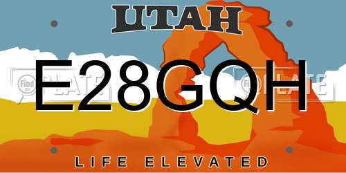 E28GQH Utah License Plate