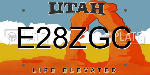 E28ZGC Utah License Plate