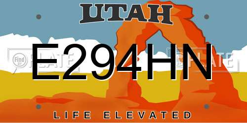 E294HN Utah License Plate