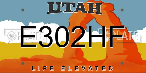 E302HF Utah License Plate