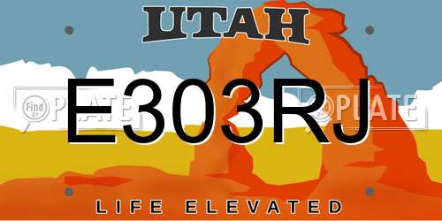 E303RJ Utah License Plate