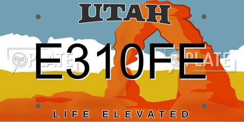 E310FE Utah License Plate