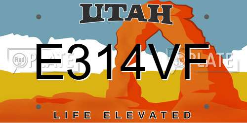 E314VF Utah License Plate