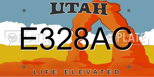 E328AC Utah License Plate
