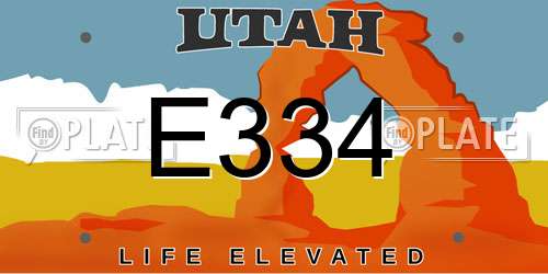E334 Utah License Plate