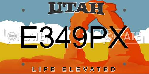 E349PX Utah License Plate