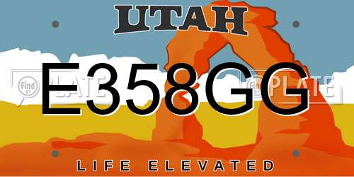 E358GG Utah License Plate