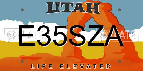 E35SZA Utah License Plate