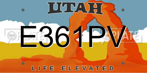 E361PV Utah License Plate