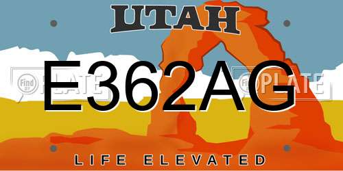 E362AG Utah License Plate