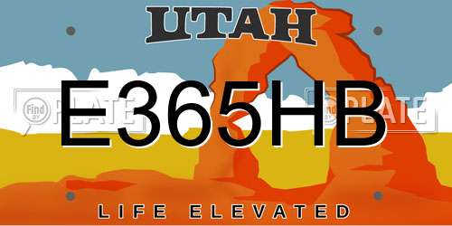 E365HB Utah License Plate