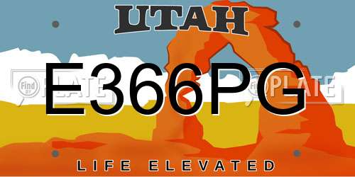 E366PG Utah License Plate