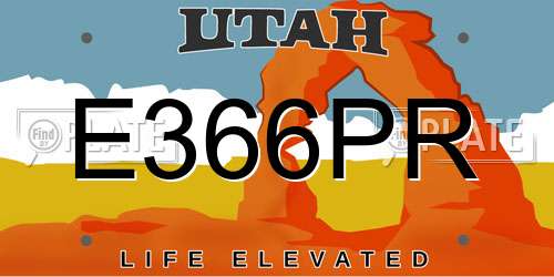 E366PR Utah License Plate