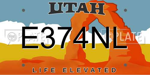 E374NL Utah License Plate