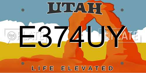 E374UY Utah License Plate
